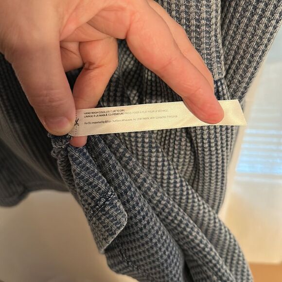 fp XS One Jolene Waffle Knit Stone Washed Blue Tiered Long Sleeve Dress - Picture 11 of 16